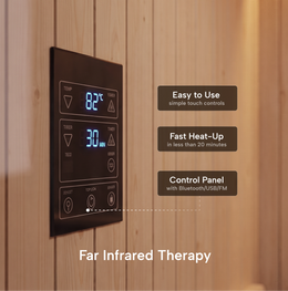 Digital control panel of the 1-Person Infrared Hemlock Sauna