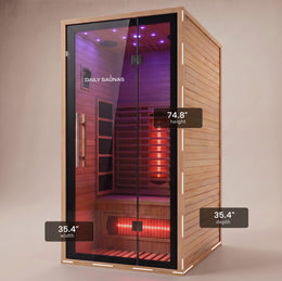 1-Person Full Spectrum Hemlock Sauna with dimensions