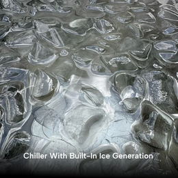 Ice in the water of the 2-Person Cedar Ice Bath with Chiller