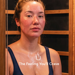 Woman after a session inside the 4-Person Outdoor Infrared Cedar Sauna