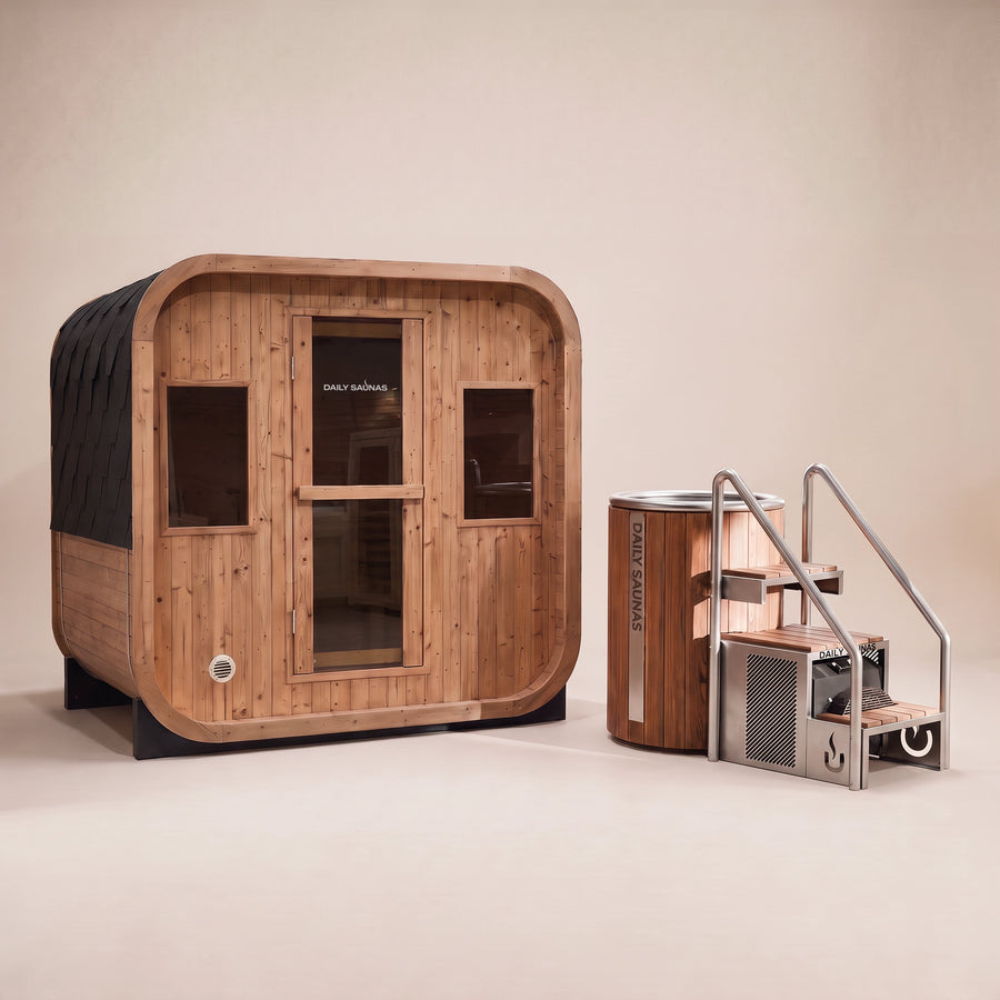 Outdoor Contrast Therapy Bundle: outdoor cedar sauna and cold plunge