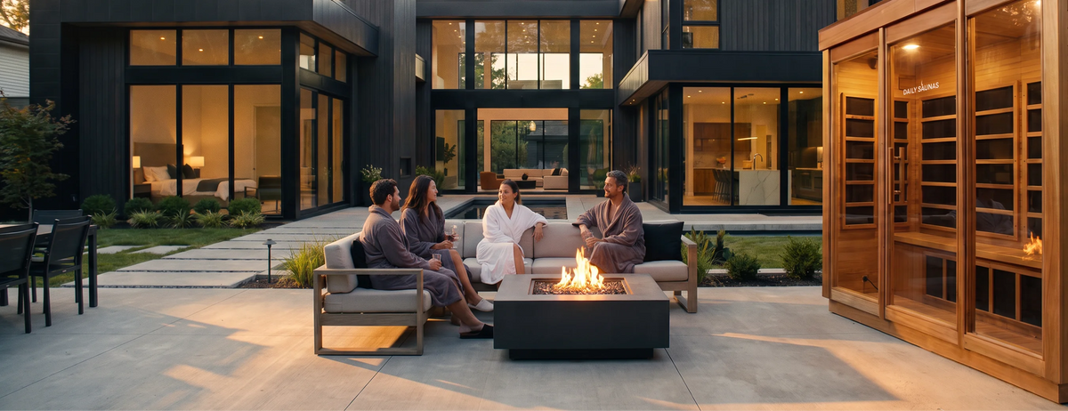 A Daily Saunas cabin in a backyard